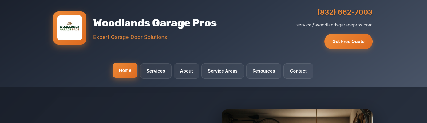 Woodlands Garage Pros Website
